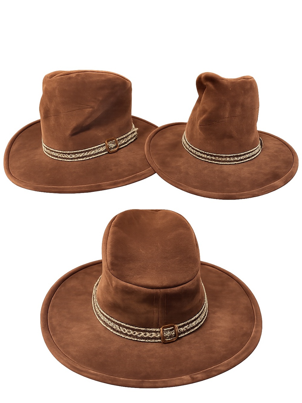 Bailey’s U-rollit! Men's Brown Felt Wide-Brim Hat with Decorative Braided Band